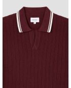 Polo col ouvert en coton biologique bourgogne