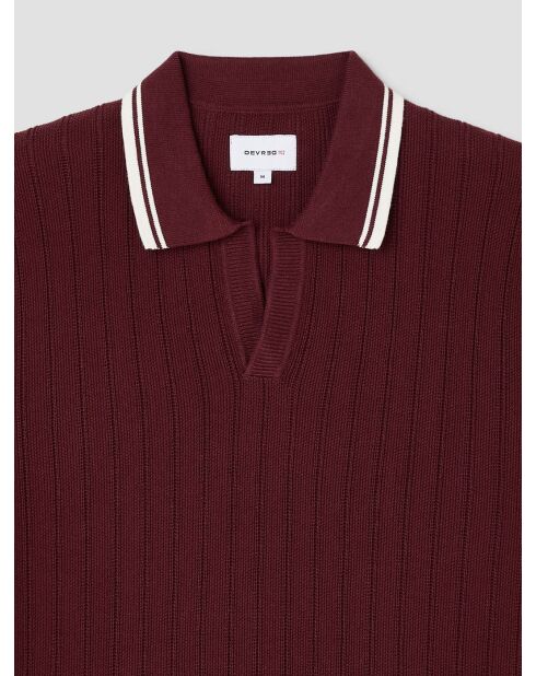 Polo col ouvert en coton biologique bourgogne