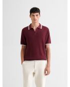 Polo col ouvert en coton biologique bourgogne