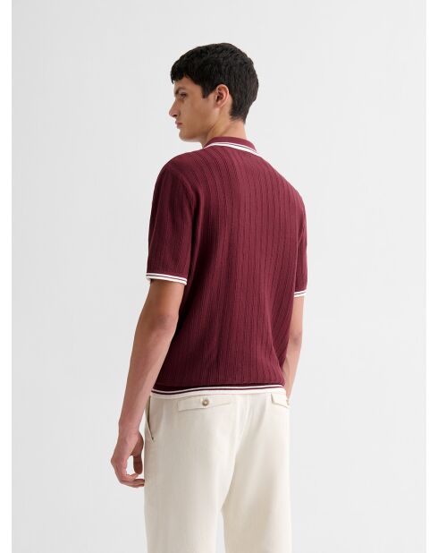 Polo col ouvert en coton biologique bourgogne