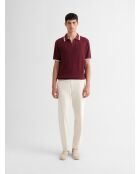 Polo col ouvert en coton biologique bourgogne