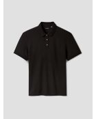 Polo boutonné gauffré noir