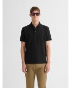 Polo boutonné gauffré noir