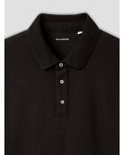 Polo boutonné gauffré noir