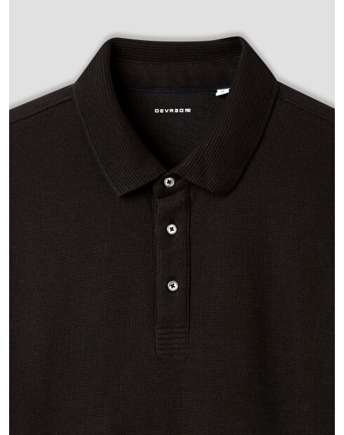 Polo boutonné gauffré noir