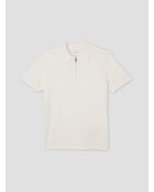 Polo zippé en jersey blanc neige