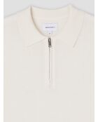 Polo zippé en jersey blanc neige
