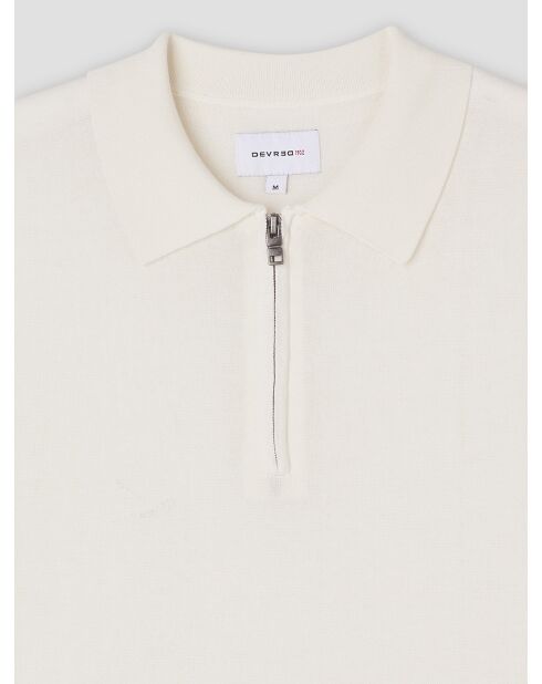 Polo zippé en jersey blanc neige