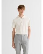Polo zippé en jersey blanc neige