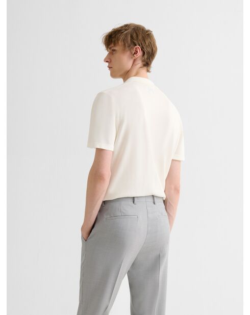 Polo zippé en jersey blanc neige