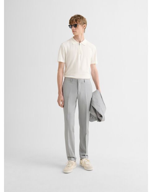 Polo zippé en jersey blanc neige