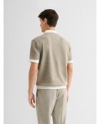 Polo col ouvert gauffré vert kaki clair