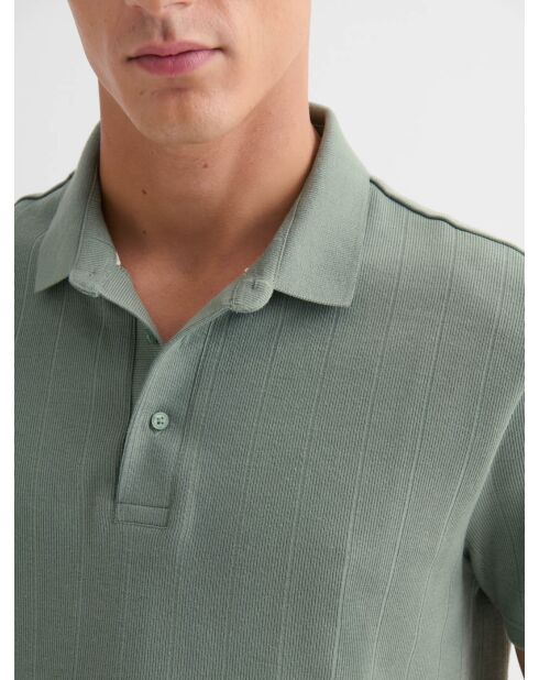 Polo col ouvert en coton vert