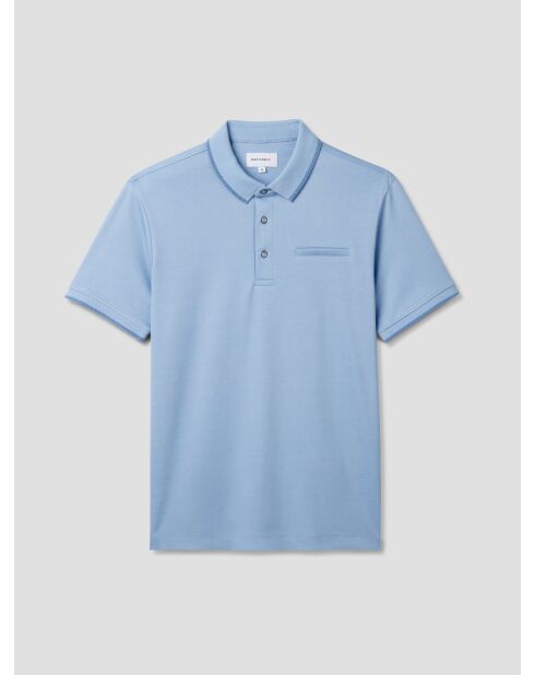 Polo boutonné chiné bleu ciel 2