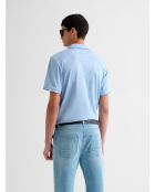 Polo boutonné chiné bleu ciel 2