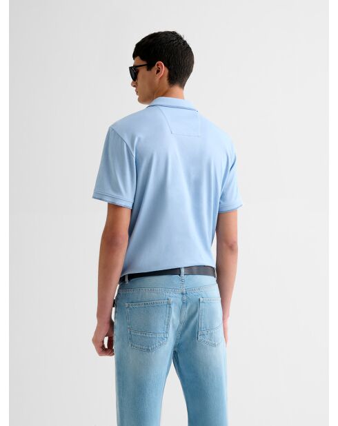 Polo boutonné chiné bleu ciel 2