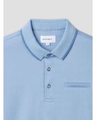 Polo boutonné chiné bleu ciel 2