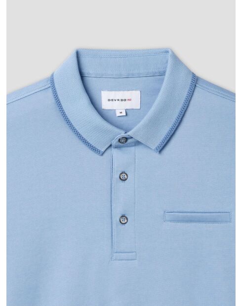 Polo boutonné chiné bleu ciel 2