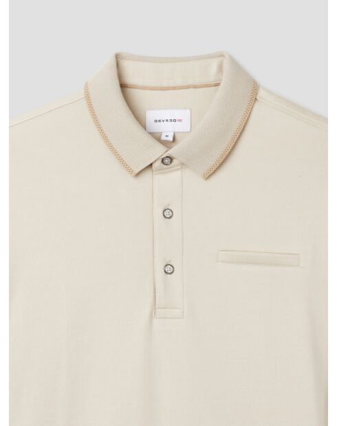 Polo boutonné chiné beige