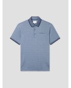 Marineblaues, meliertes Poloshirt mit Knöpfen
