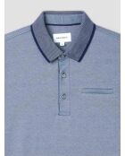 Marineblaues, meliertes Poloshirt mit Knöpfen