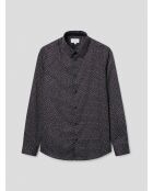 Slank katoenen shirt met marineblauw patroon