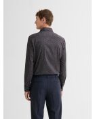 Slank katoenen shirt met marineblauw patroon