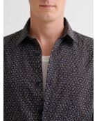 Slank katoenen shirt met marineblauw patroon