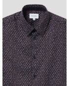 Slank katoenen shirt met marineblauw patroon
