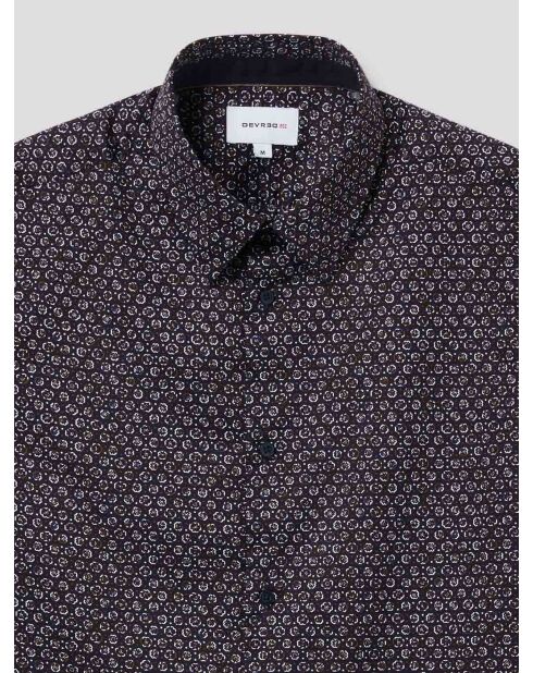 Slank katoenen shirt met marineblauw patroon