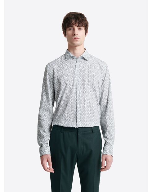 Camicia slim bianca a fantasia
