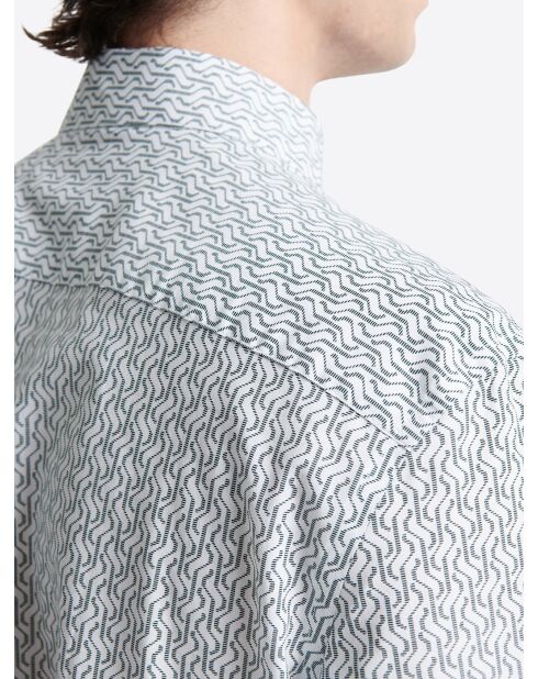 Camicia slim bianca a fantasia