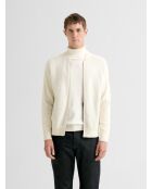 Cardigan zippé en coton cachemire blanc neige