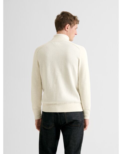 Cardigan zippé en coton cachemire blanc neige