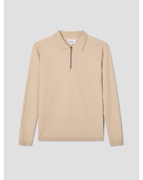 Polo col zippé beige clair