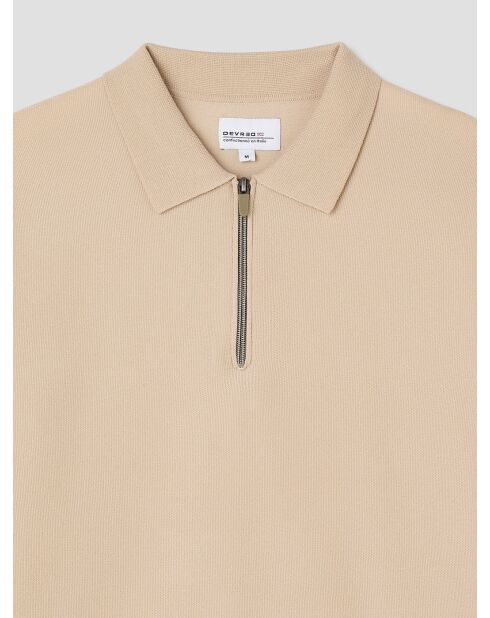 Polo col zippé beige clair