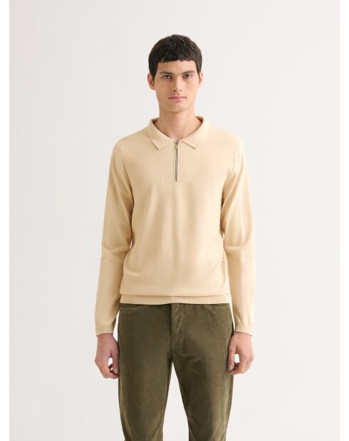Polo col zippé beige clair