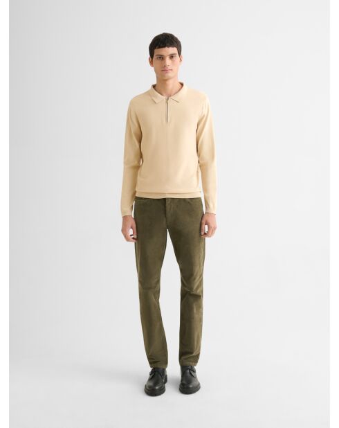 Polo col zippé beige clair