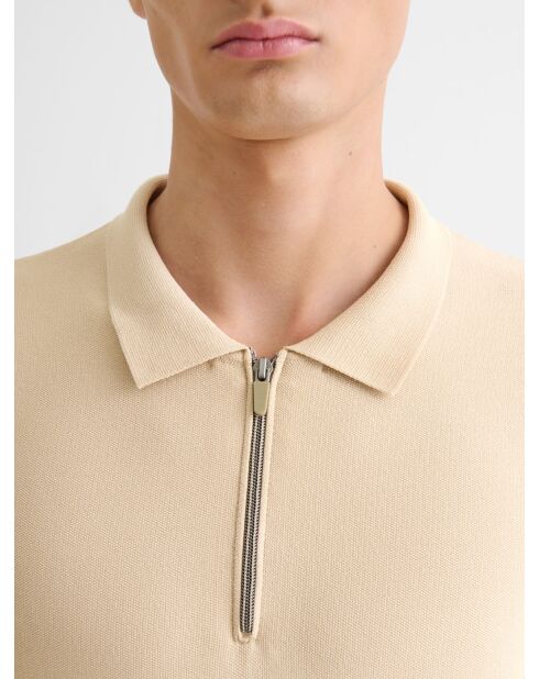 Polo col zippé beige clair