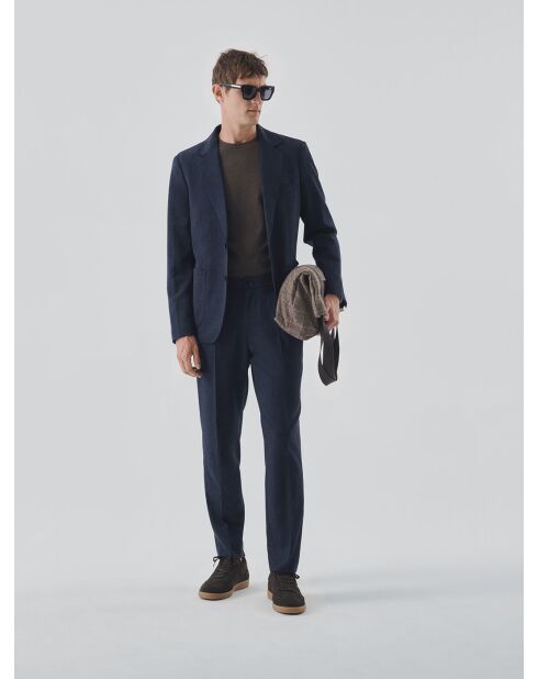 Pantalon de costume taille élastique bleu encre