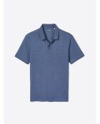 Polo col boutonné en coton chiné bleu ardoise
