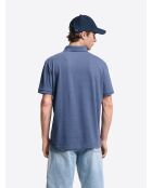 Polo col boutonné en coton chiné bleu ardoise