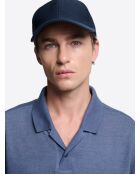 Polo col boutonné en coton chiné bleu ardoise