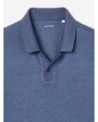 Polo col boutonné en coton chiné bleu ardoise