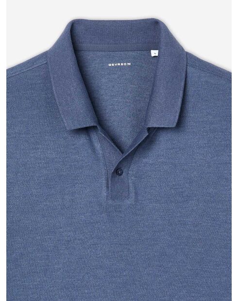 Polo col boutonné en coton chiné bleu ardoise