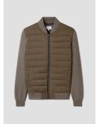 Cardigan zippé bi-matière tabac