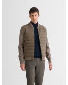 Cardigan zippé bi-matière tabac