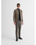 Cardigan zippé bi-matière tabac