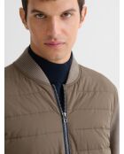 Cardigan zippé bi-matière tabac