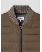 Cardigan zippé bi-matière tabac
